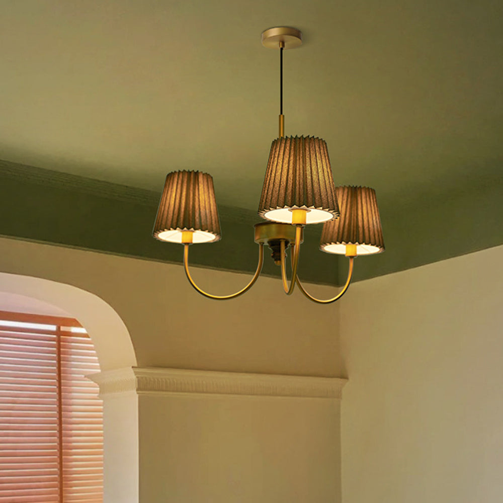 Silva Modern Retro Fabric Chandelier, White/Green - Neutralighting