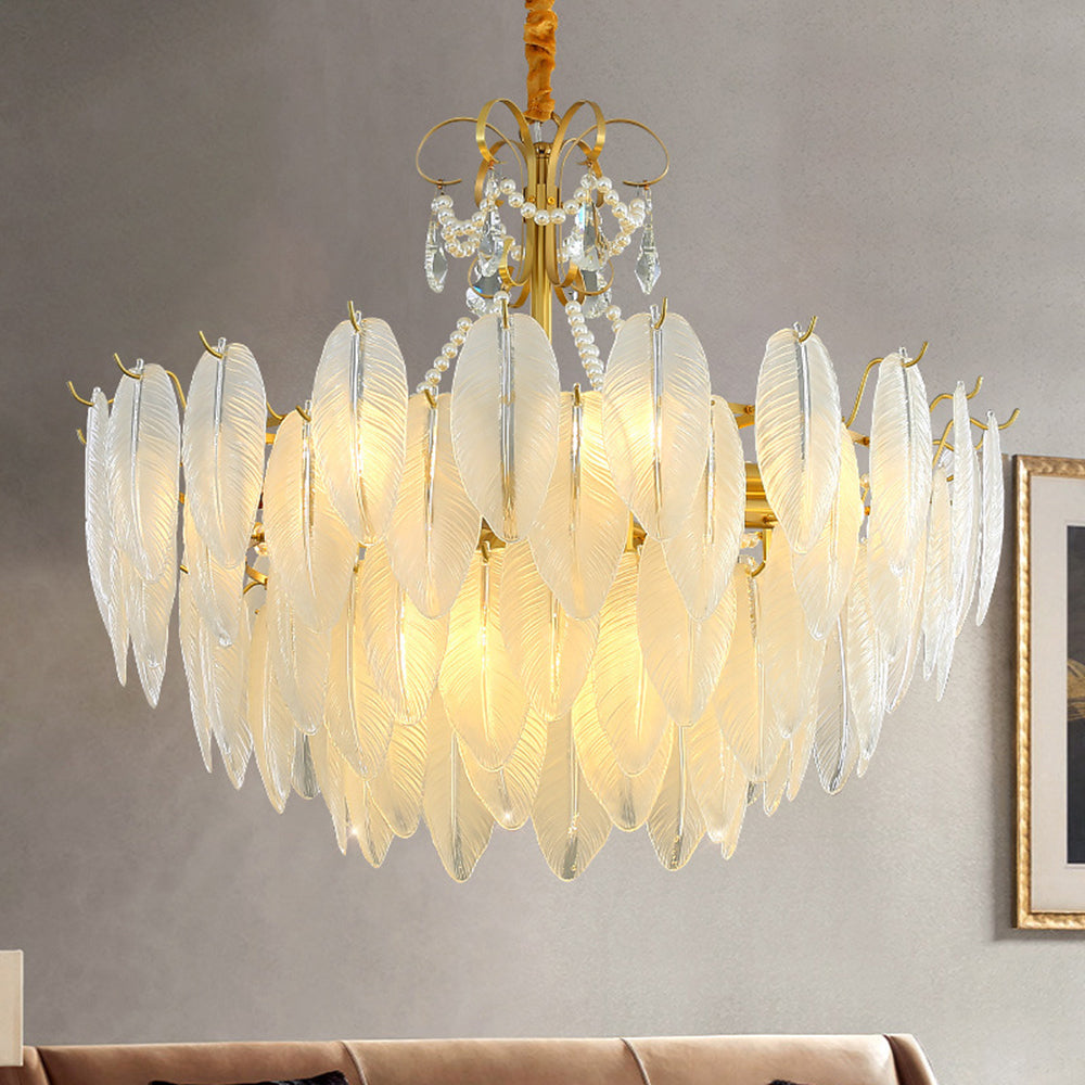 Kristy Elegant Pearl/Glass/Metal Chandelier, White - Neutralighting