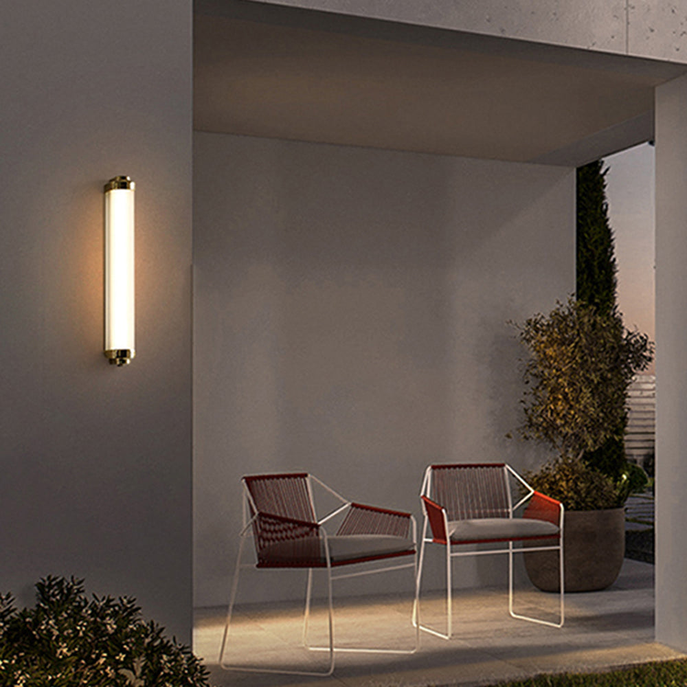 Ray Minimalist Cylindrical Metal Outdoor Wall Lamp, Black/Gold/Silver - Neutralighting
