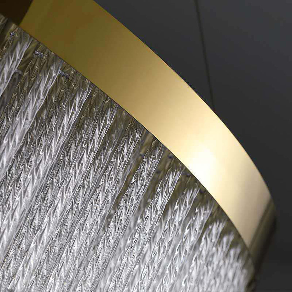 Kristy Modern Spiral Crystal Ring /Rectangle Chandelier, Gold - Neutralighting