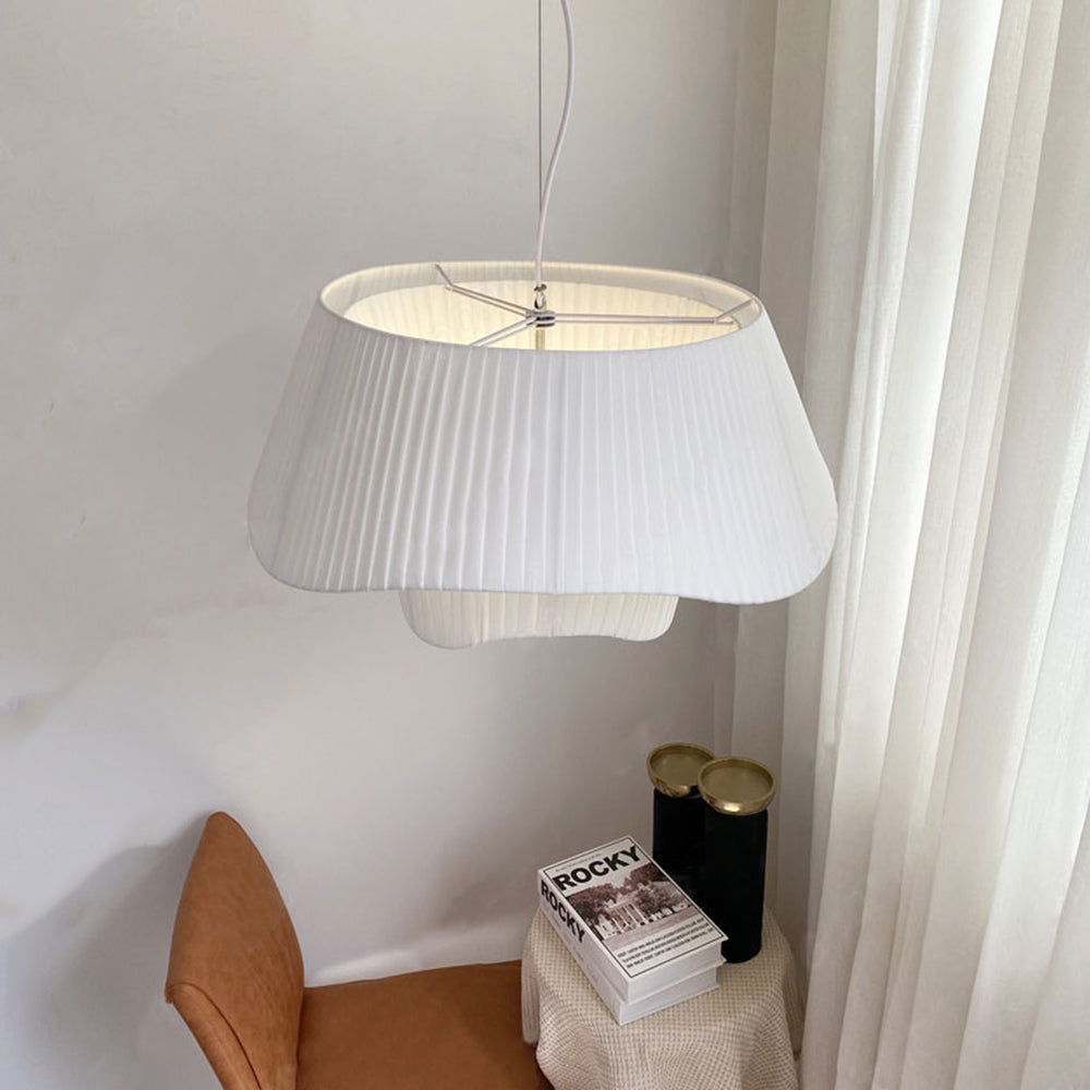 Ritta French Country Fabric/Metal Pendant Light, White - Neutralighting