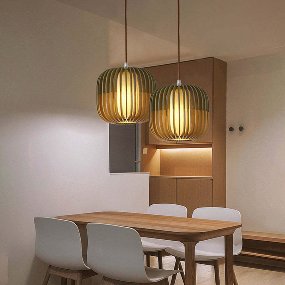 Muto Modern Birdcage Wood Pendant Light - Neutralighting