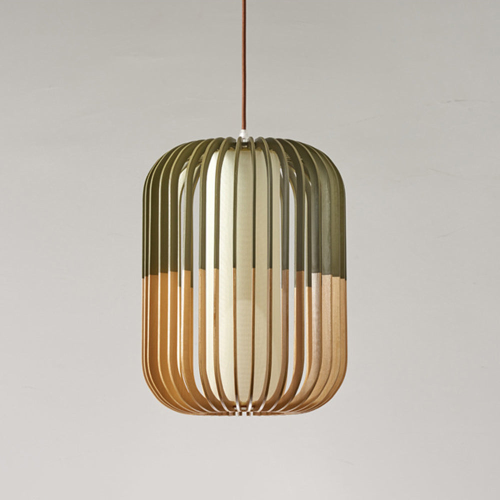 Muto Modern Birdcage Wood Pendant Light - Neutralighting