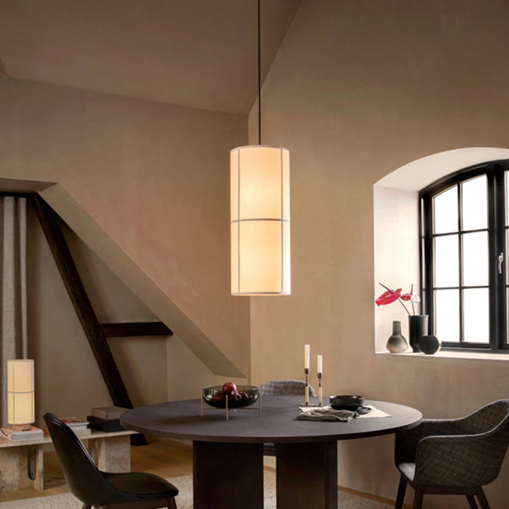 Ritta Cylinder Pendant Light, Lantern, Fabric, Japanese - Neutralighting