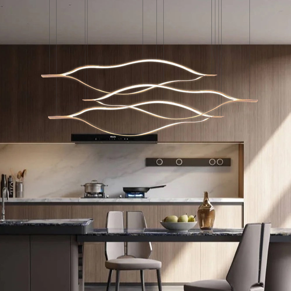 Arisha LED Linear Minimalist Wave Golden Leaf Shaped Pendant Light - Neutralighting
