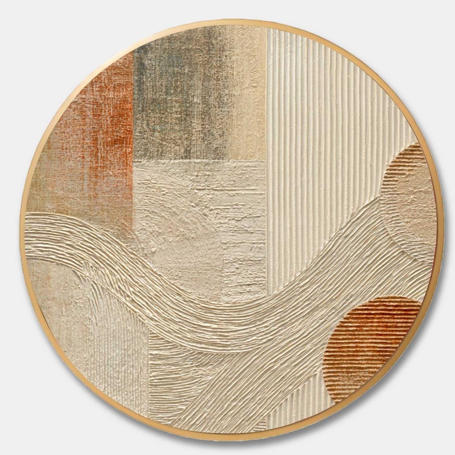 Wall Art Round Terracotta Abstract Plaster