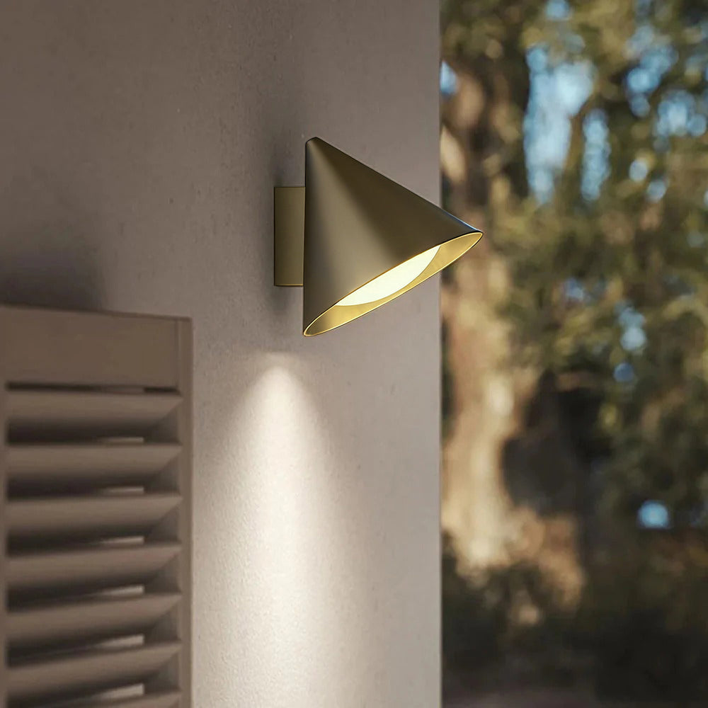 Ray Modern Minimalist Cone Metal Outdoor Waterproof Wall Lamp,Black/Gold