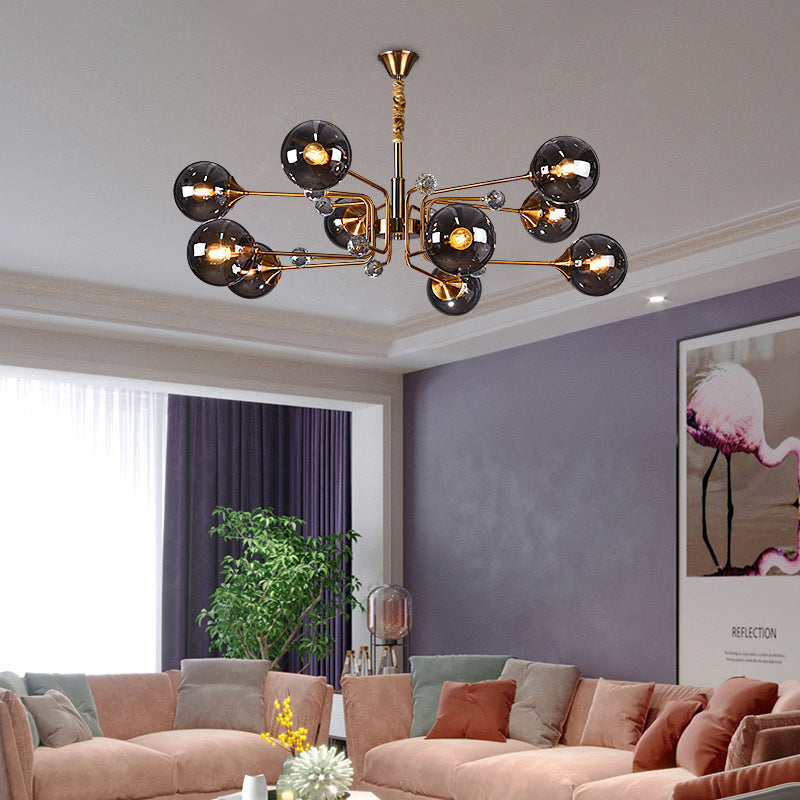 Valentina Nordic Modern Chandelier Clear/Grey Metal Living Room - Neutralighting