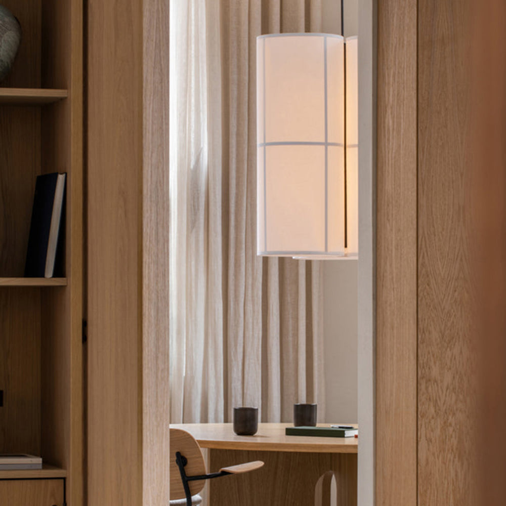 Ritta Cylinder Pendant Light, Lantern, Fabric, Japanese - Neutralighting