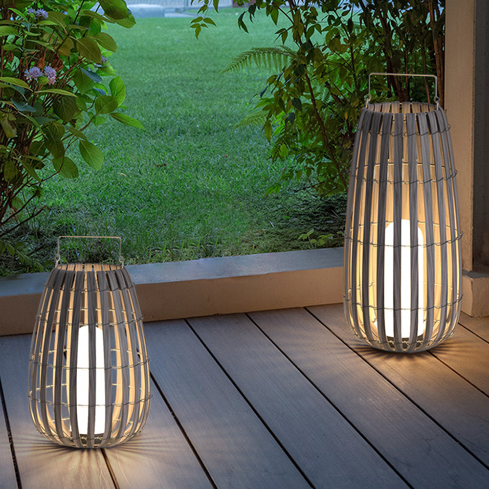 Ray Retro Lantern Solar/Rechargeable Outdoor Floor Lamp, Brown - Neutralighting