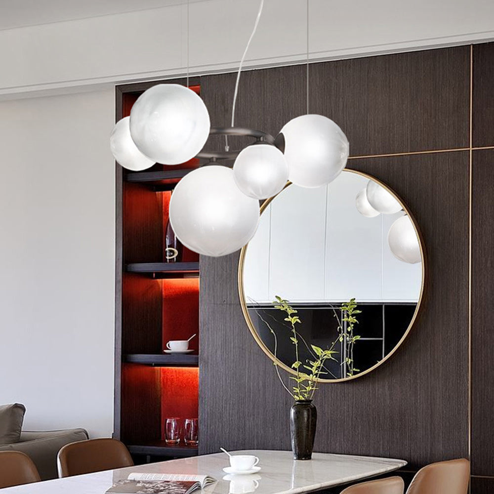 Valentina Modern Designe Wave Metal/Glass Pendant Light, White/Gold - Neutralighting