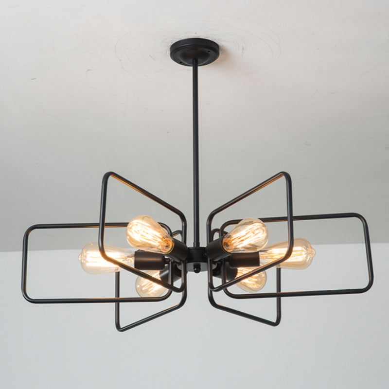 Alessio Industrial LED Chandelier Black Metal Living Room/Bedroom - Neutralighting