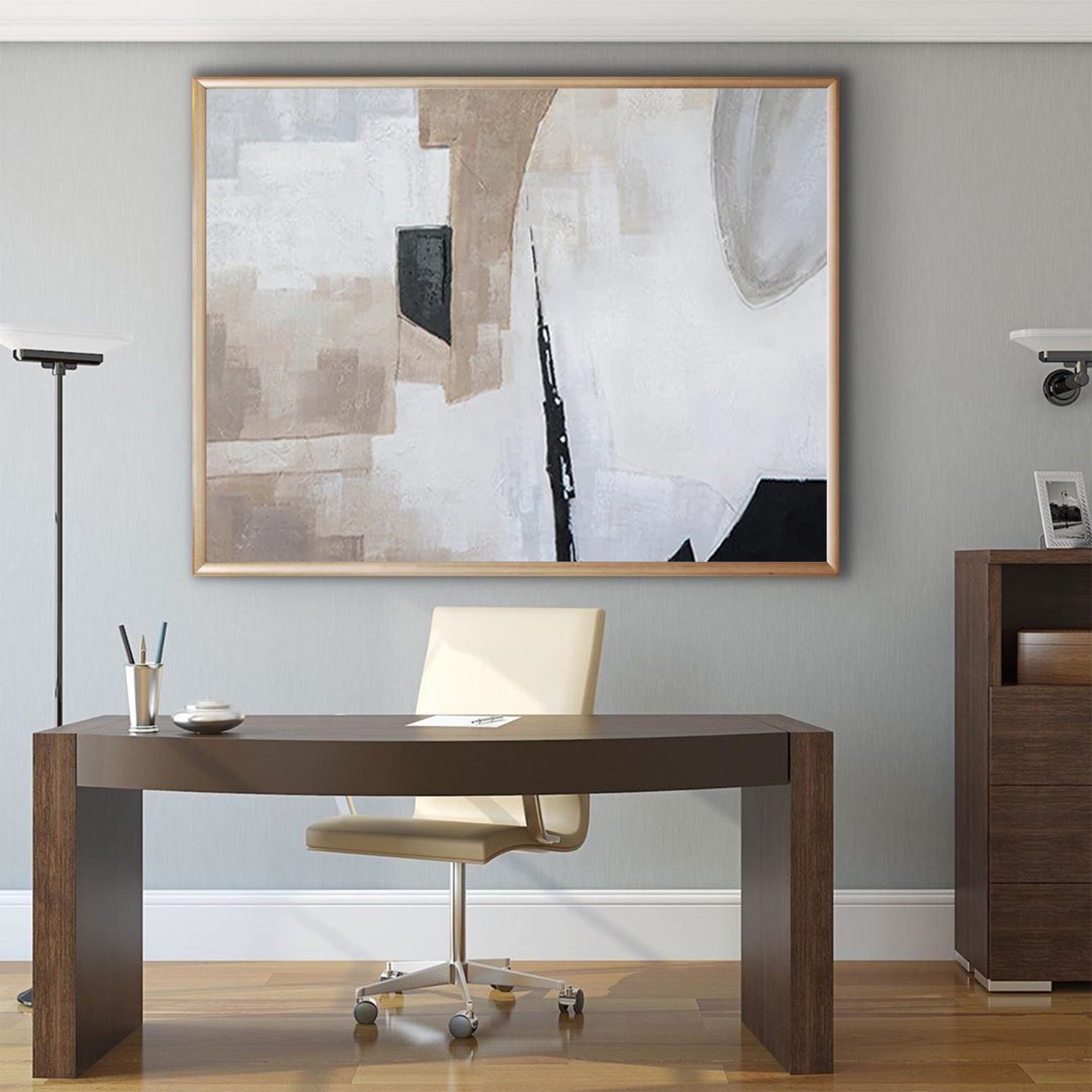 Earth‑Tone Block Abstract Modern Sophisticated Living Space Wall Statement