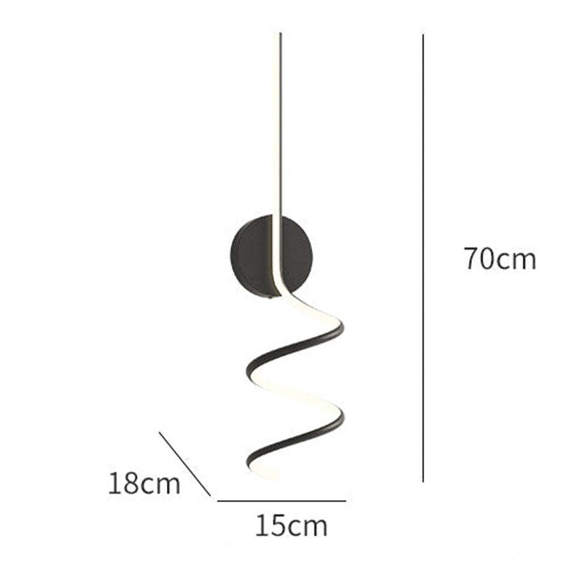 Arisha Modern LED Art Interior Wall Light Spiral, Black & White - Neutralighting