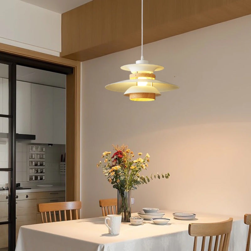 Valentina Modern Pendant Light Black/White/Wood Metal Dining Room - Neutralighting