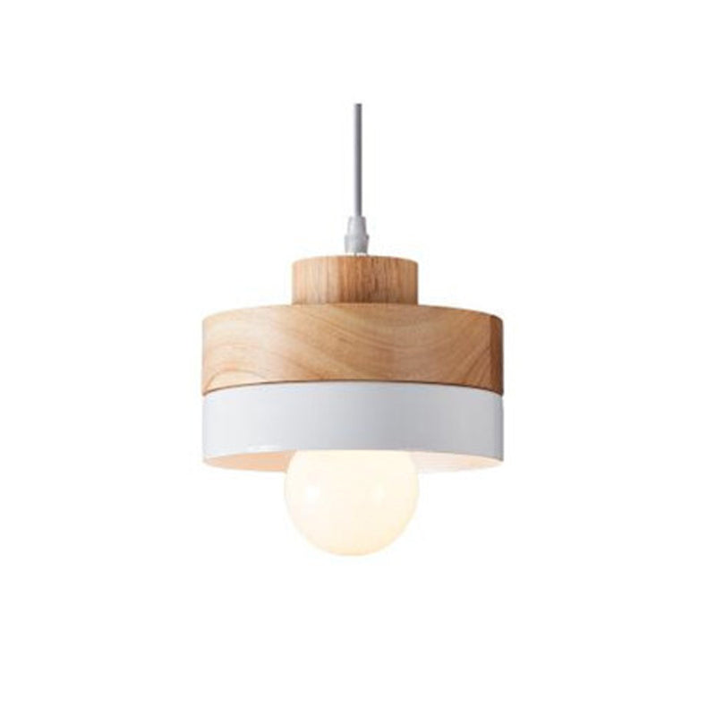 Aria Minimalist Black & White Wood Geometric Pendant Light - Neutralighting