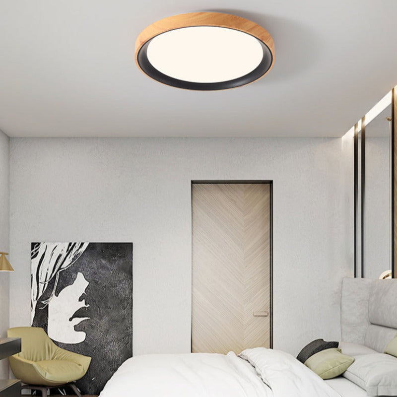 Arisha Modern LED Flush Mount Ceiling Light White Wood Kitchen - Neutralighting
