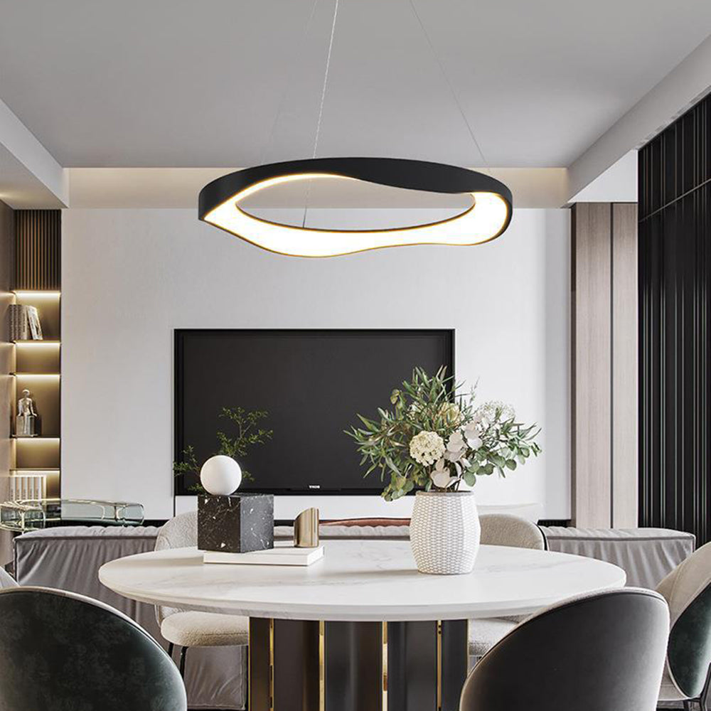 Arisha Pendant Light Rond Modern, Black/White, Dining Room - Neutralighting