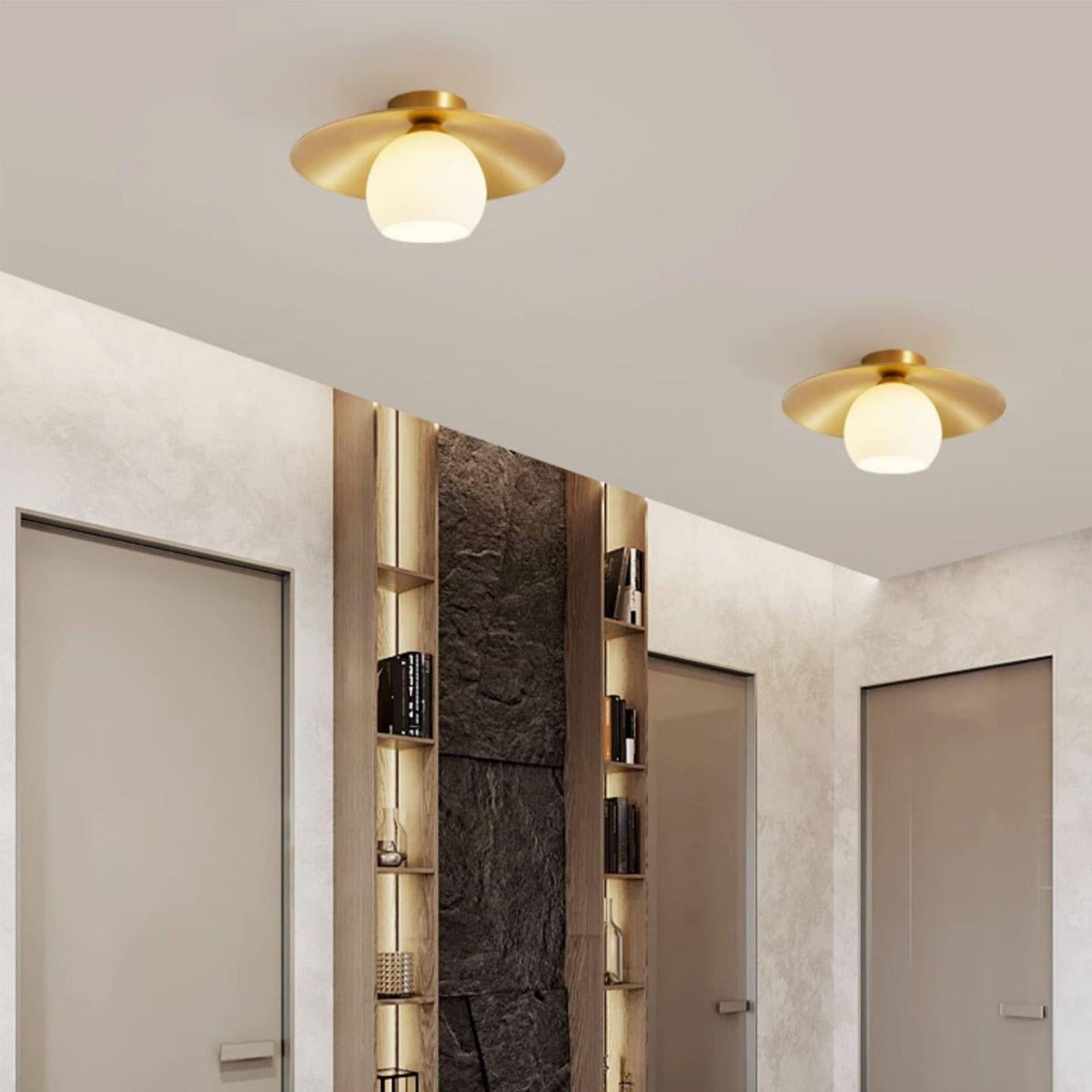 Arisha Nordic Retro LED Flush Mount Ceiling Light Metal Glass Corridor - Neutralighting