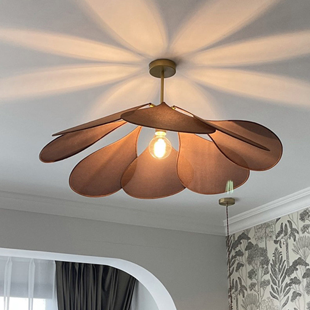 Ritta Pendant Light Vintage Rustic Wabi Sabi, Fabric, White/Brown - Neutralighting