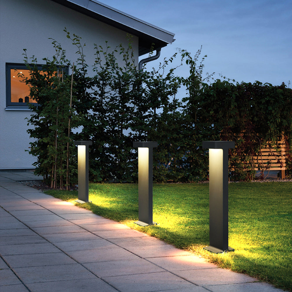 Ray Modern Metal T-Shaped Solar Outdoor Path Light, Black - Neutralighting