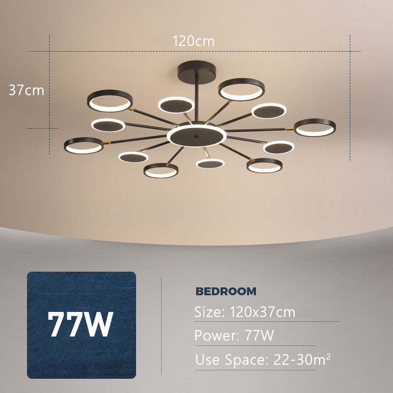 Arisha Modern Led Chandelier, Geometric, Black Dimmable - Neutralighting