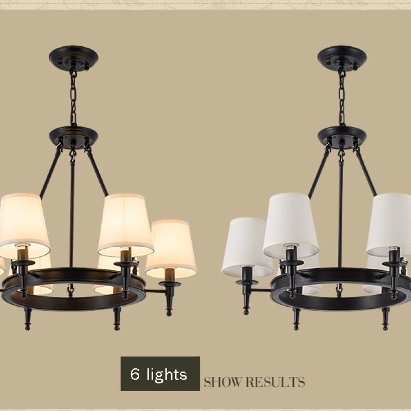 Silva vintage Ring Metal/Fabric Chandelier, Black/Copper - Neutralighting