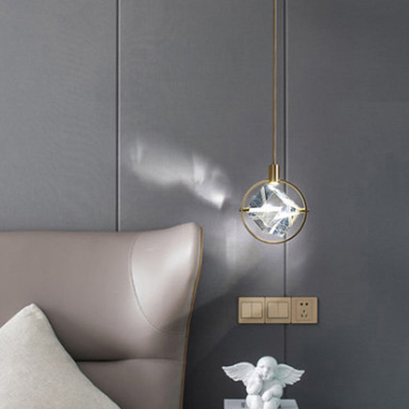 Kristy Modern Luxury Geometry Metal/Crystal Pendant Light, Gold - Neutralighting