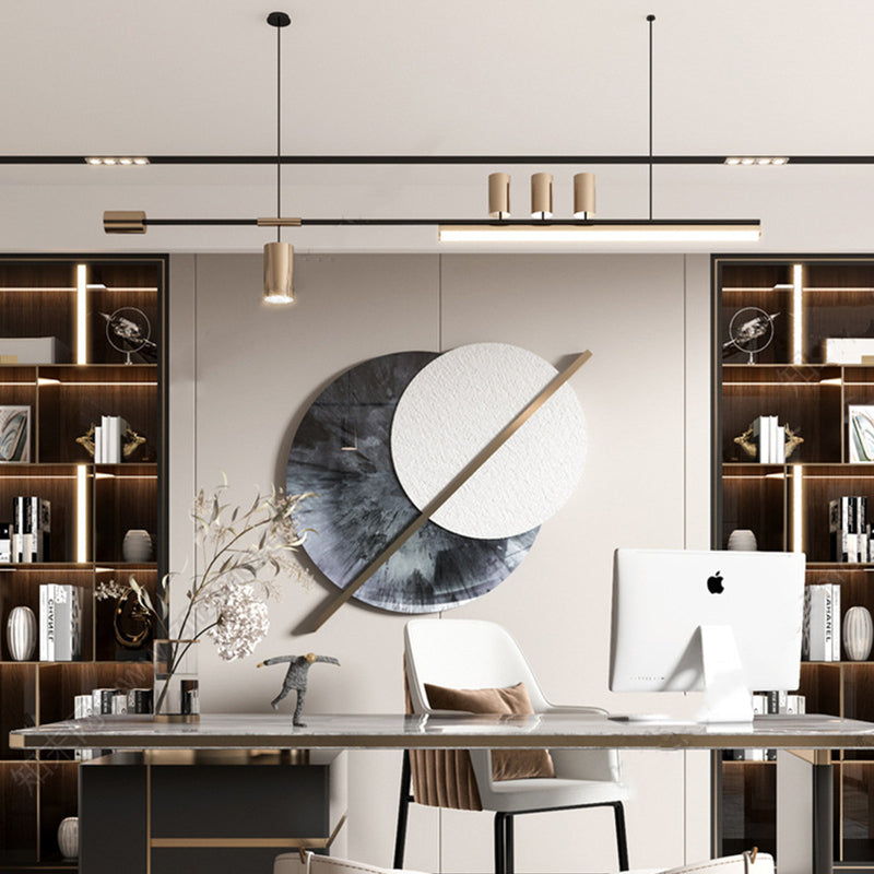 Arisha Modern Minimalist Liner Pendant Light, Gold/Black 5 Head - Neutralighting
