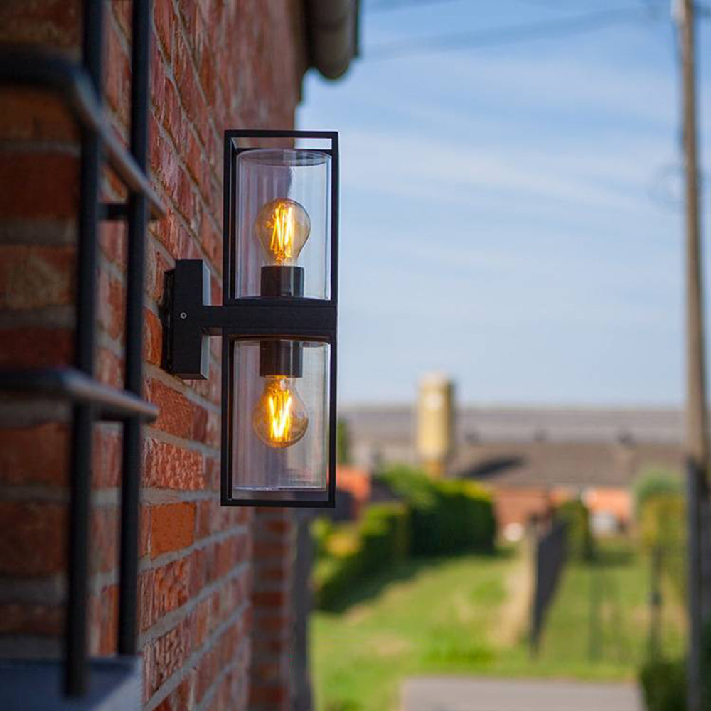 Ray Modern Rectangular Metal Outdoor Wall Lamp, Black - Neutralighting