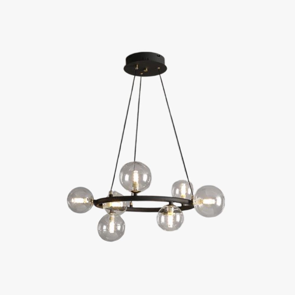 Valentina Modern Glass Globe Ring Chandelier, Gold/Black - Neutralighting