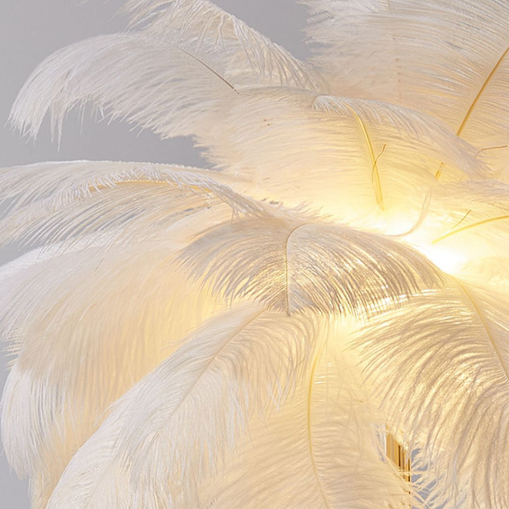 O'Moore Modern Natural Ostrich Feather Gold-plated Floor Lamp - Neutralighting