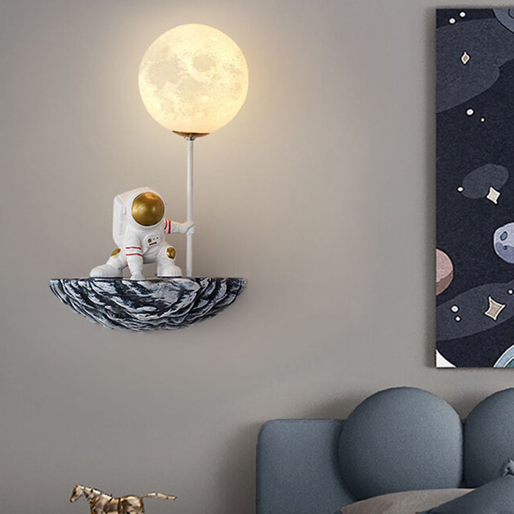 Aria Decorative Astronaut Glass/Acrylic Wall Lamp, White/Blue-White - Neutralighting