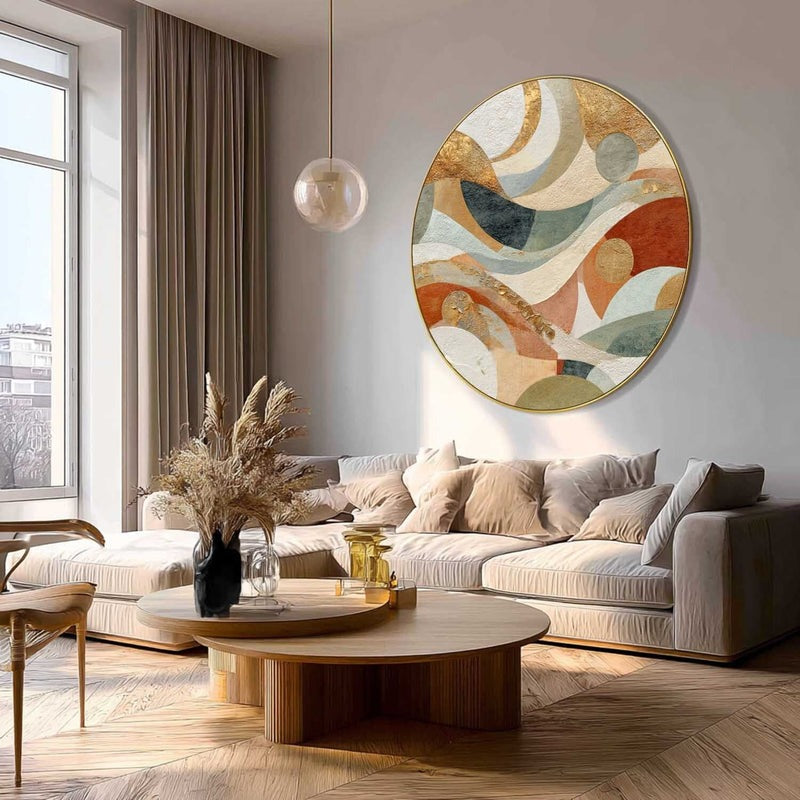 Wall Art Minimalist 3D Gold Geometric Waves