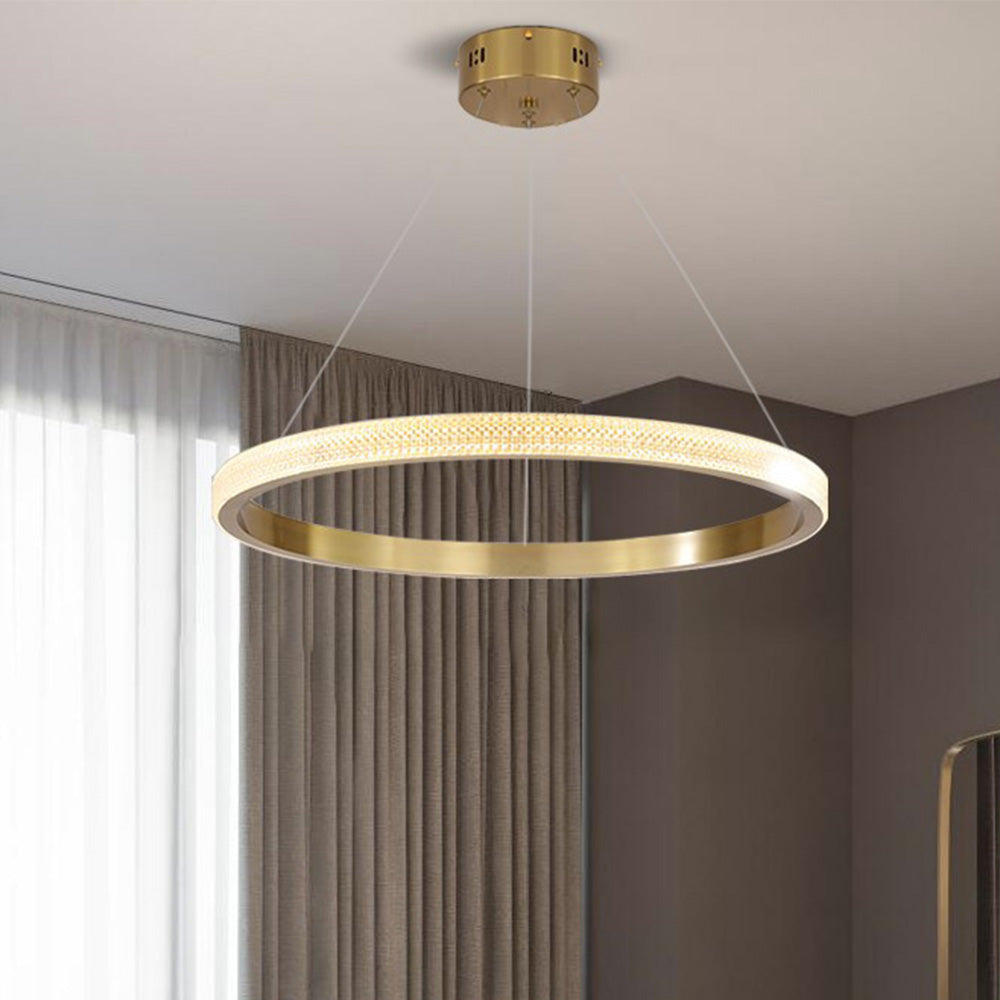 Kristy Modern Ring Metal/Arcylic LED Pendant Light, Black/Gold - Neutralighting