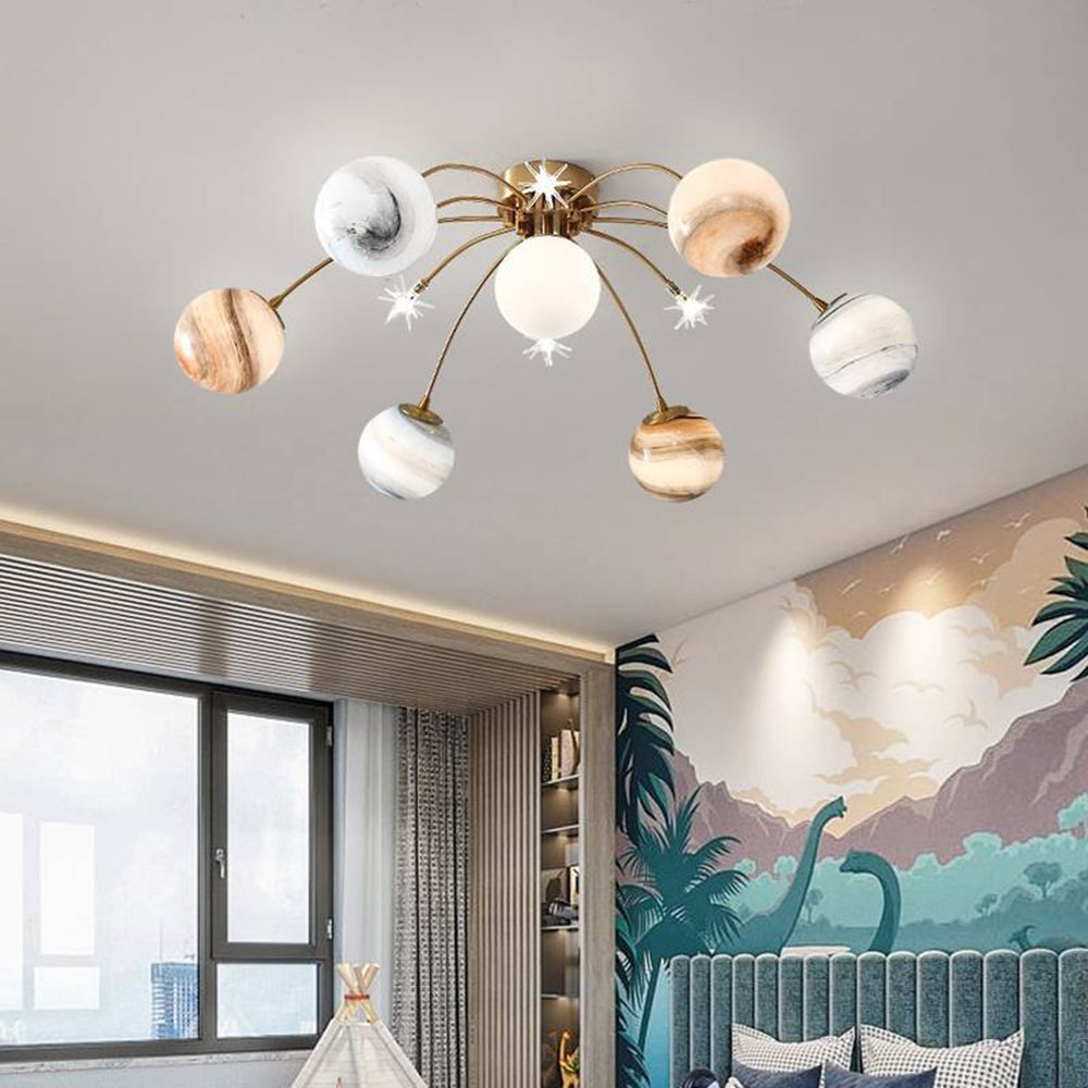 Aria Modern Planet Flush Mount Ceiling Light, Living Room - Neutralighting