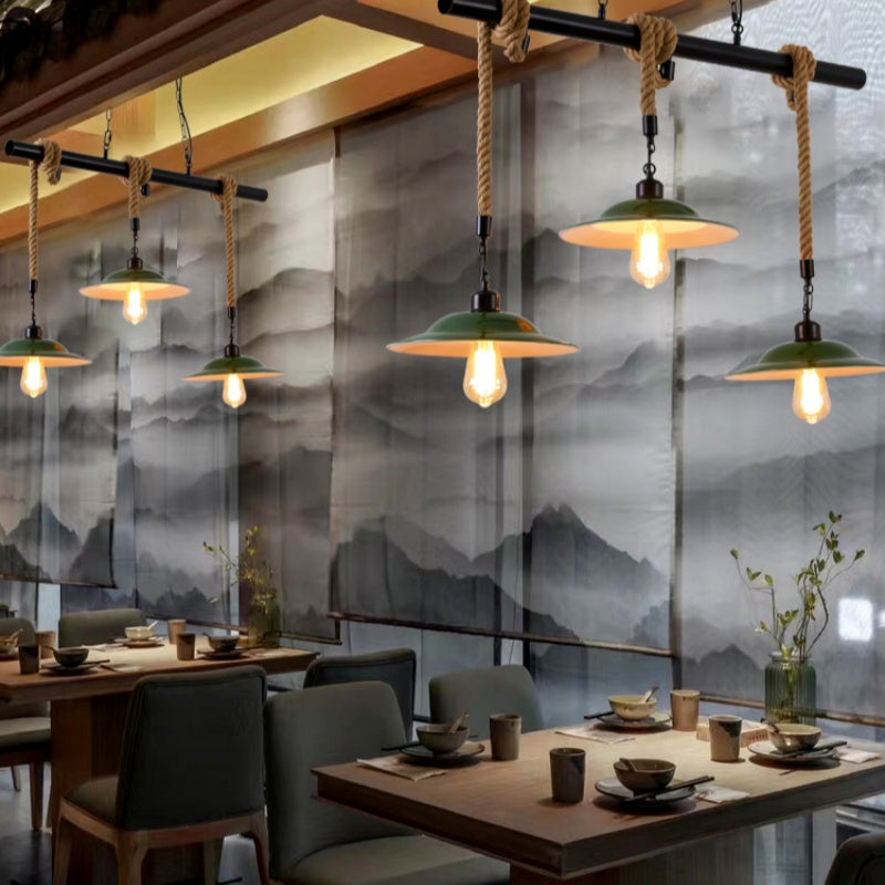 Epoch Vintage LED Pendant Light Green Metal Kitchen Living Room - Neutralighting