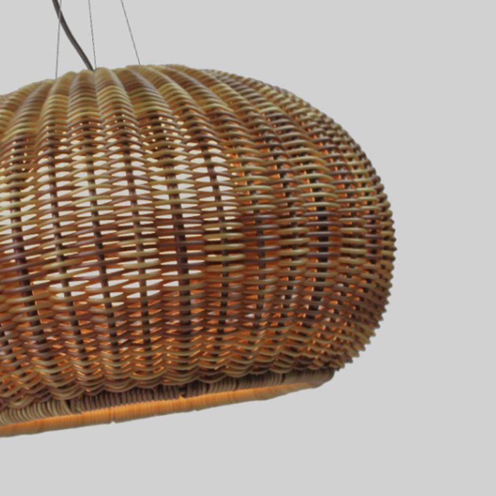 Ray Retro Lantern Gold Pendant Light, Bamboo/Acrylic - Neutralighting