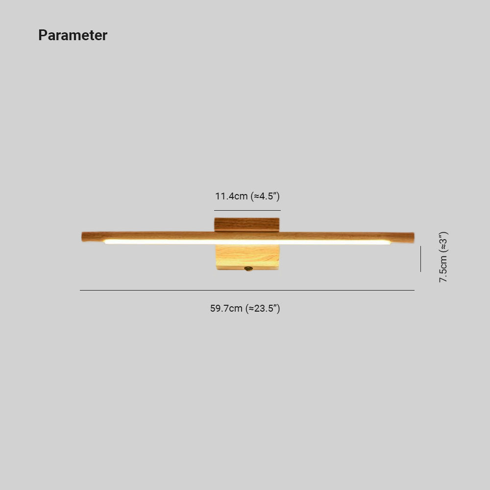 Muto Nature Wood Linear Mirror Front Vanity Wall Lamp - Neutralighting