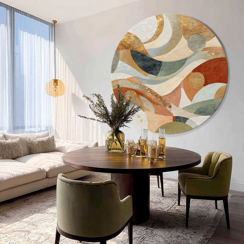 Wall Art Minimalist 3D Gold Geometric Waves