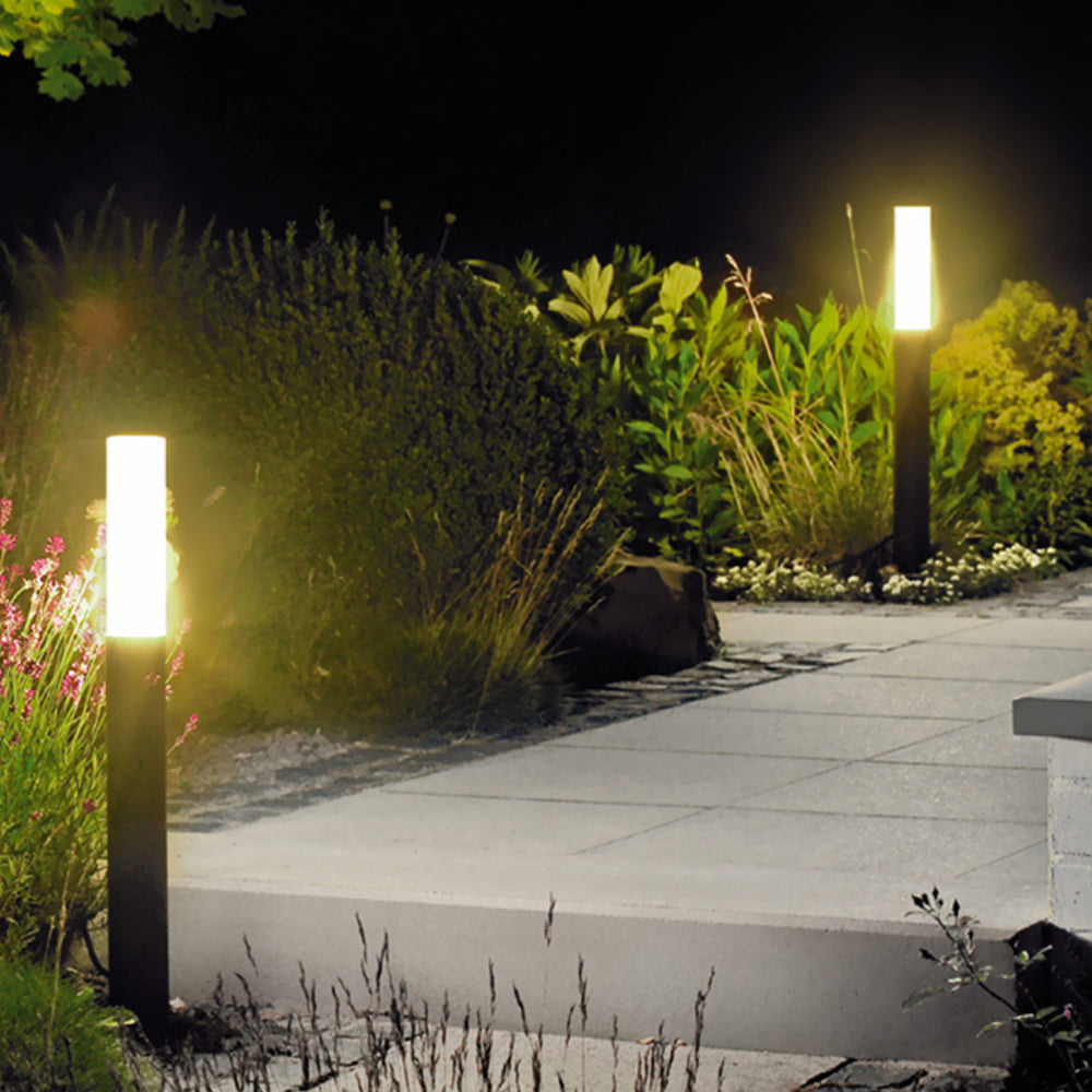 Ray Metal Cylindrical Outdoor Path Light, Black - Neutralighting