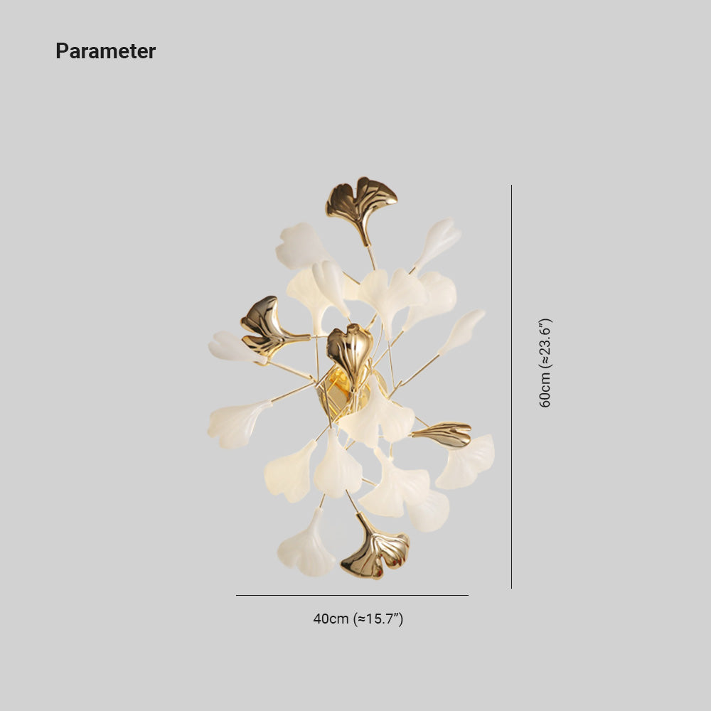 Olivia Decorative Flower in Golden White Ceramic Wall Lamp - Neutralighting
