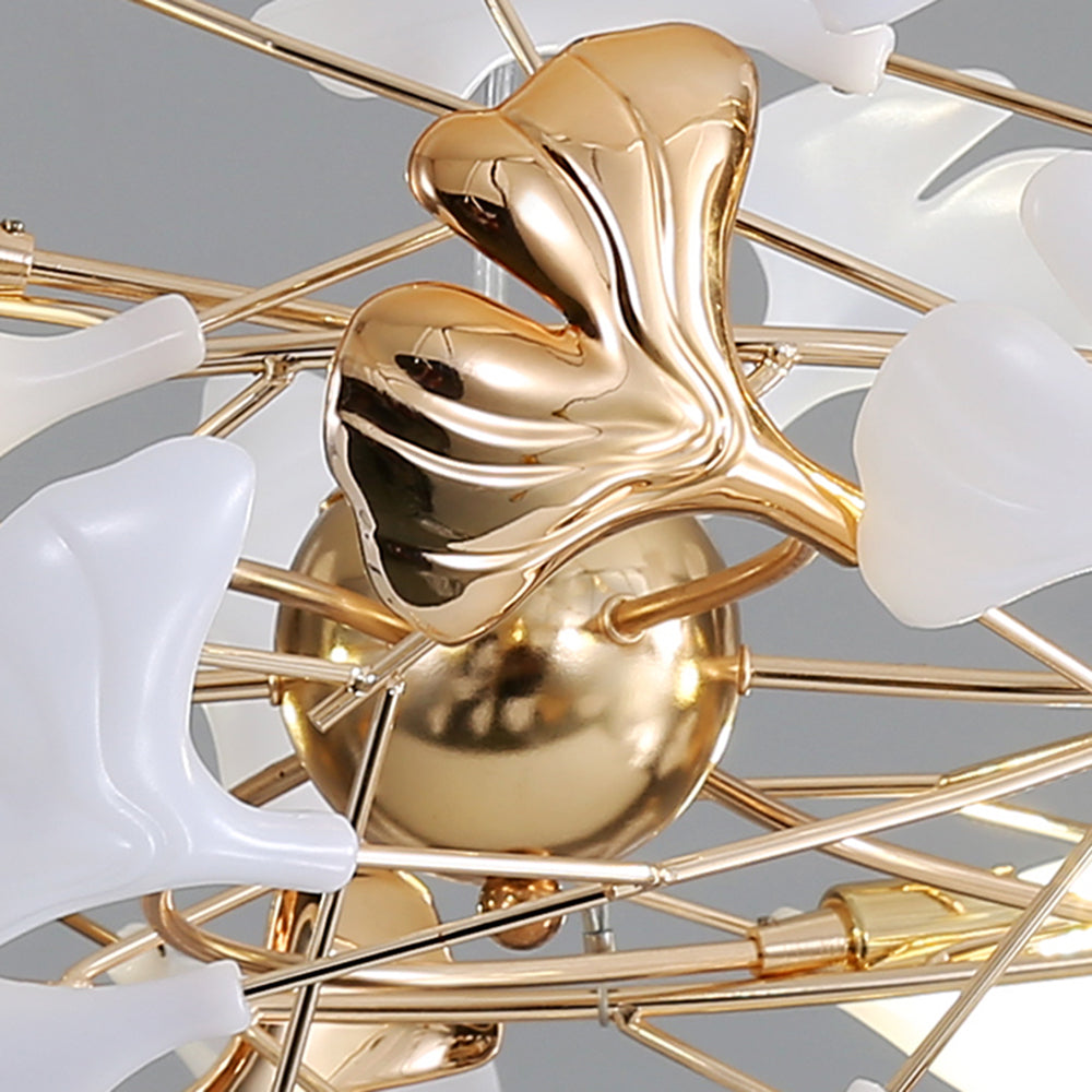 Olivia Ginkgo Leaf Modern Petal Shaped Metal Chandelier, Gold - Neutralighting