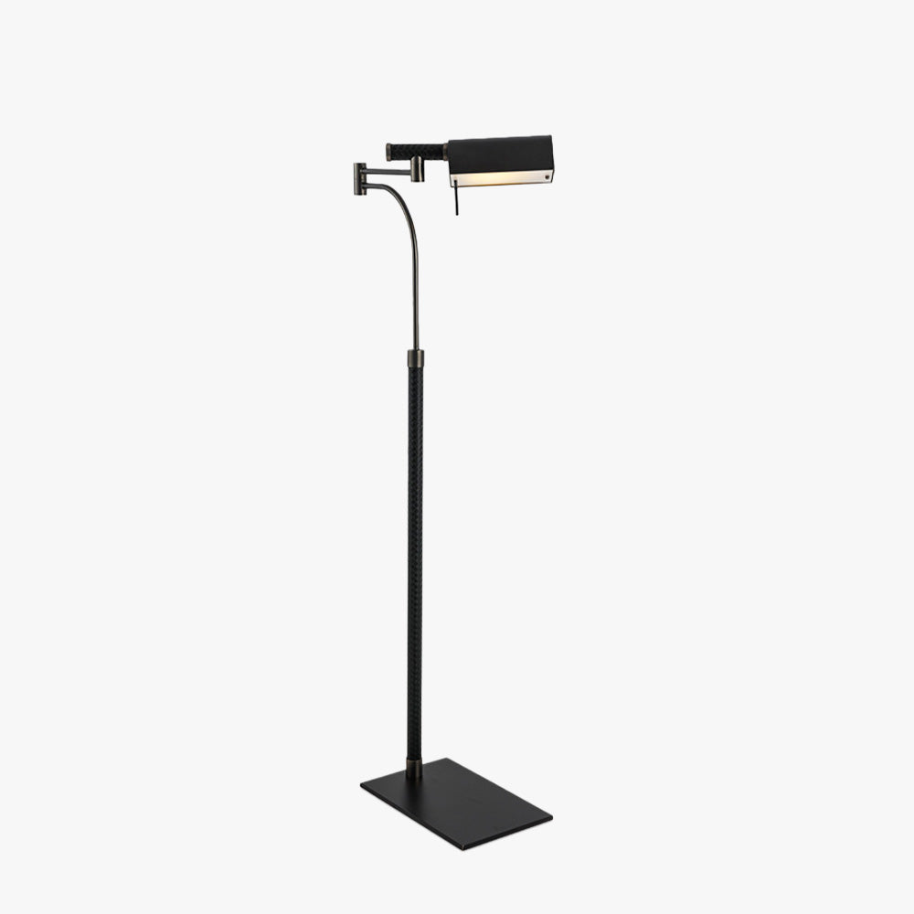 Salgado Design Modern Black Floor Lamp, Leather & Metal - Neutralighting