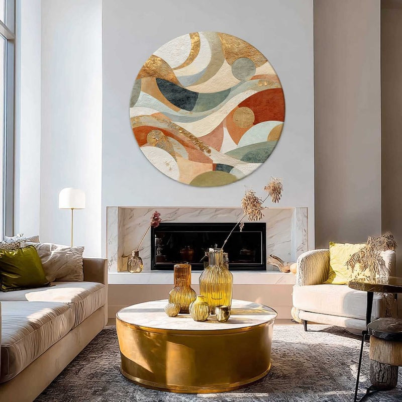 Wall Art Minimalist 3D Gold Geometric Waves