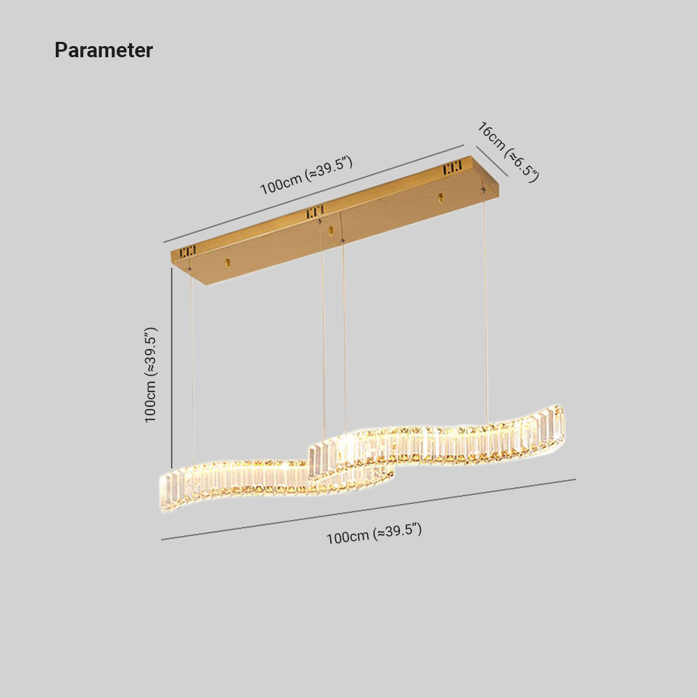 Kristy Luxury Wave Crystal/Metal Pendant Light, Silver/Gold - Neutralighting