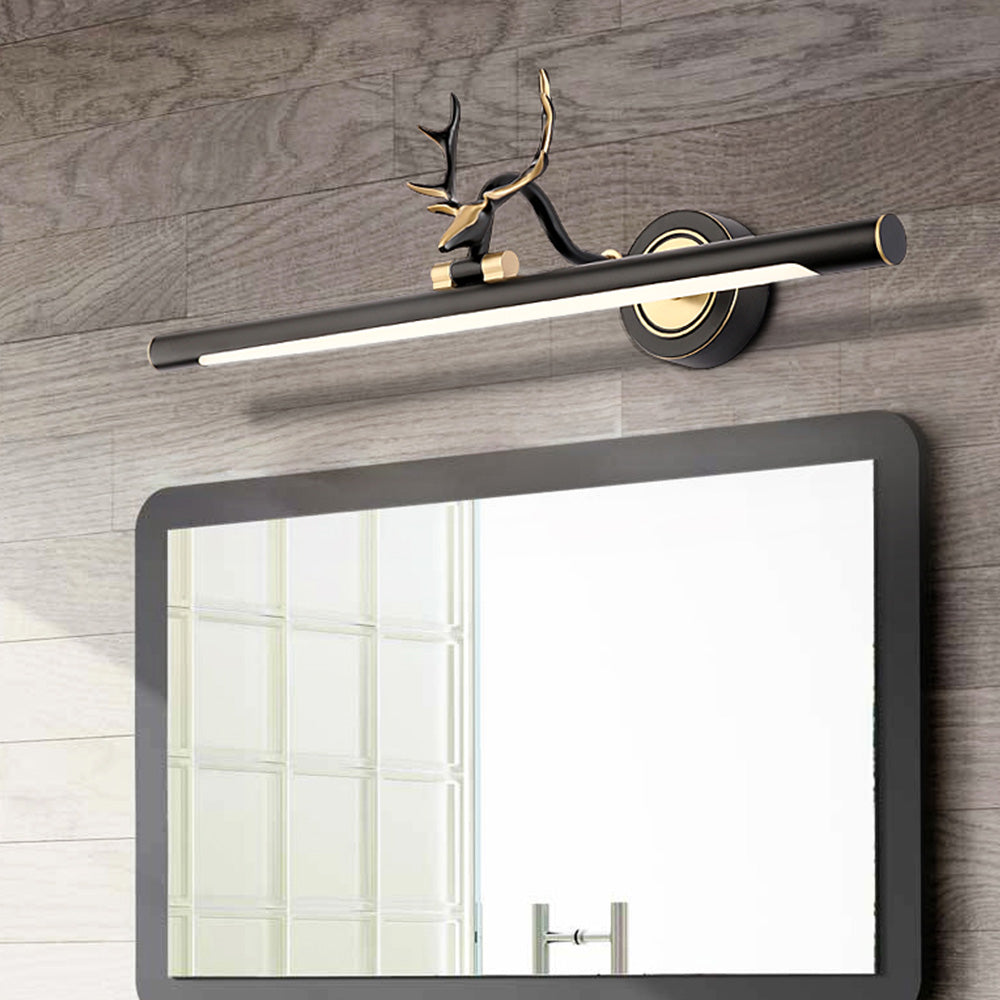 Arisha Decorative Deer Mirror Front Vanity Wall Lamp, Black/Gold - Neutralighting
