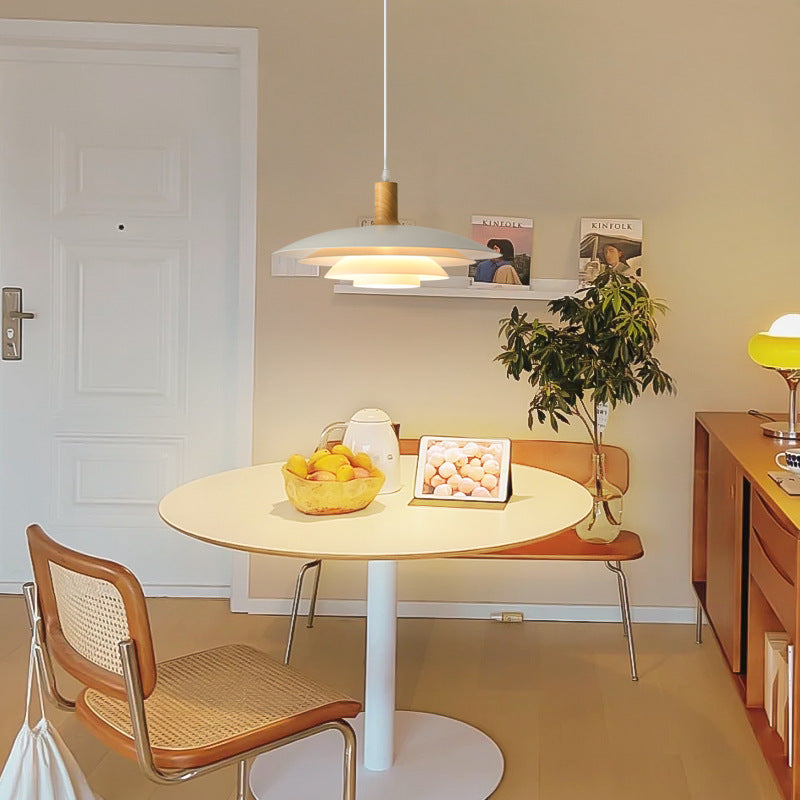 Valentina Modern LED Pendant Light White Wood Metal Bedroom - Neutralighting