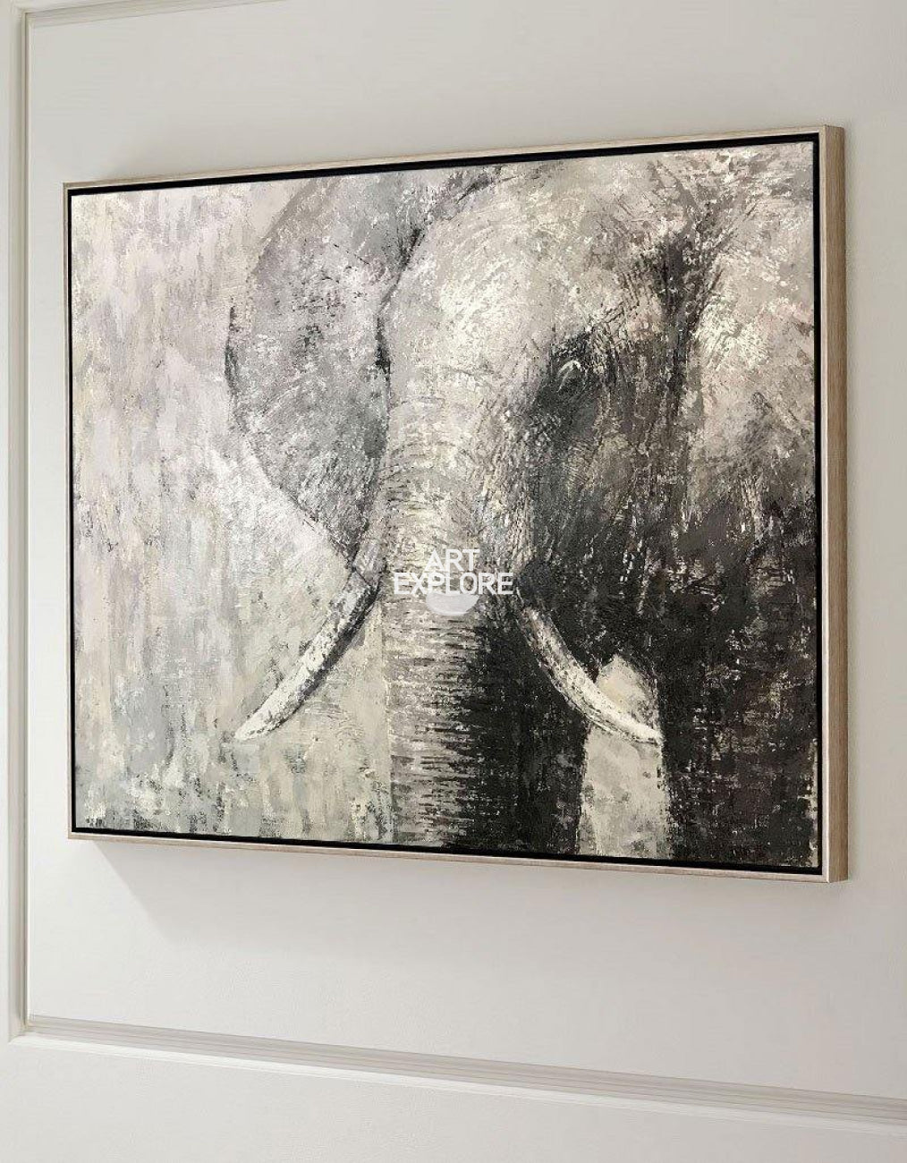 Monochrome Elephant Oil Painting