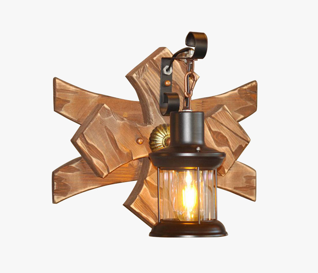 Epoch Vintage Candle & Lantern LED Wall Lamp, Wood/Metal, Gold, Bedroom - Neutralighting